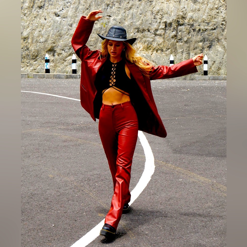 NWT! Motel Rocks faux leather Flare Pants
